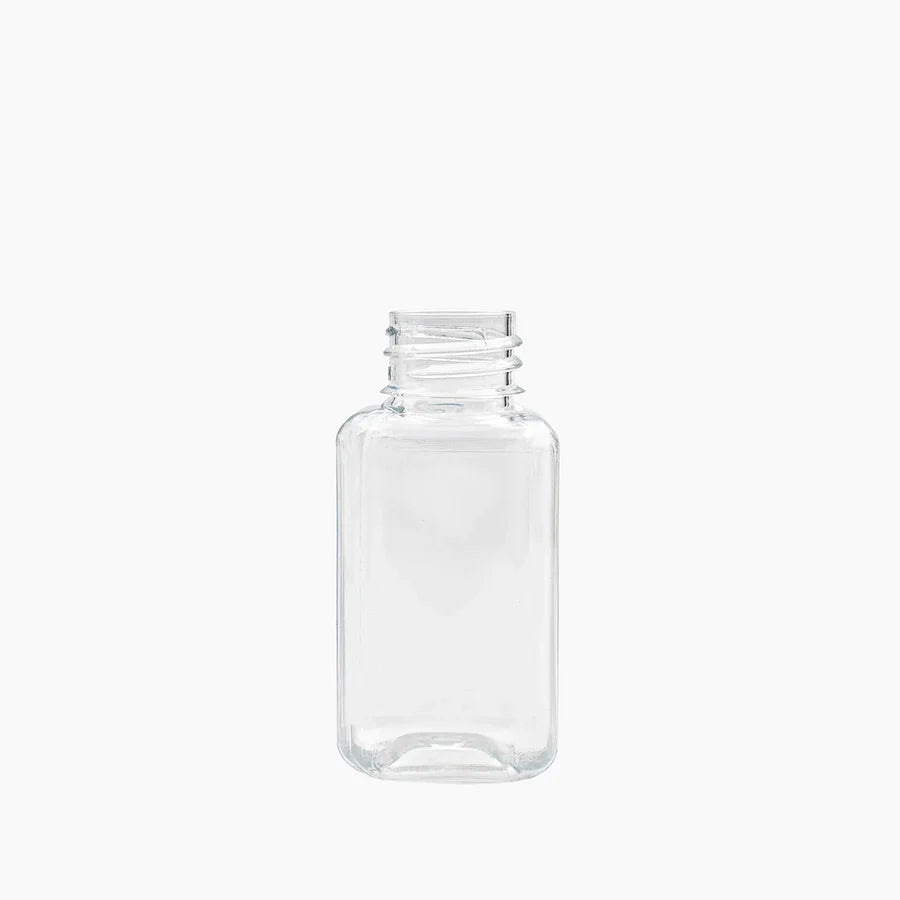 30ml Square PET Bottle (20mm neck) - No Closure - Clear