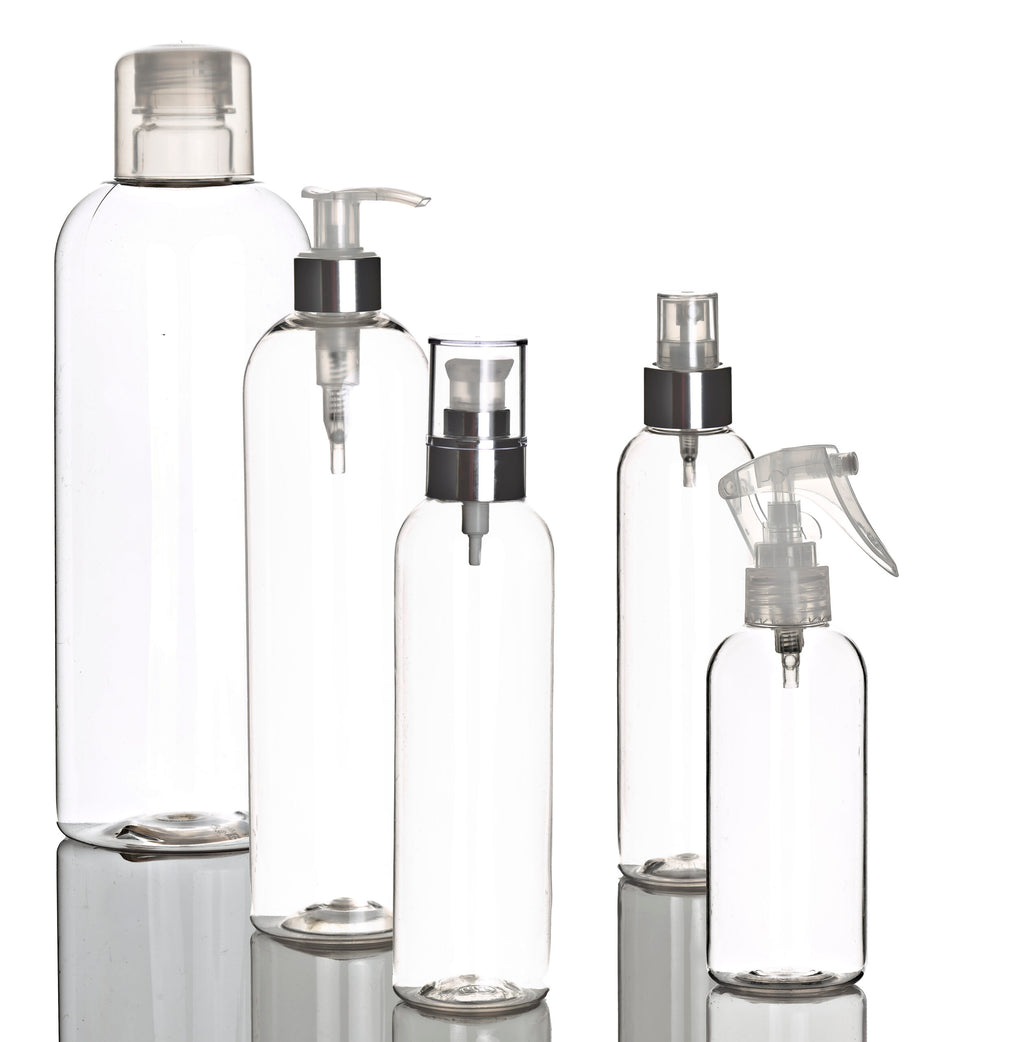 PET Boston Tall Range (24mm neck) - No Closure - Clear
