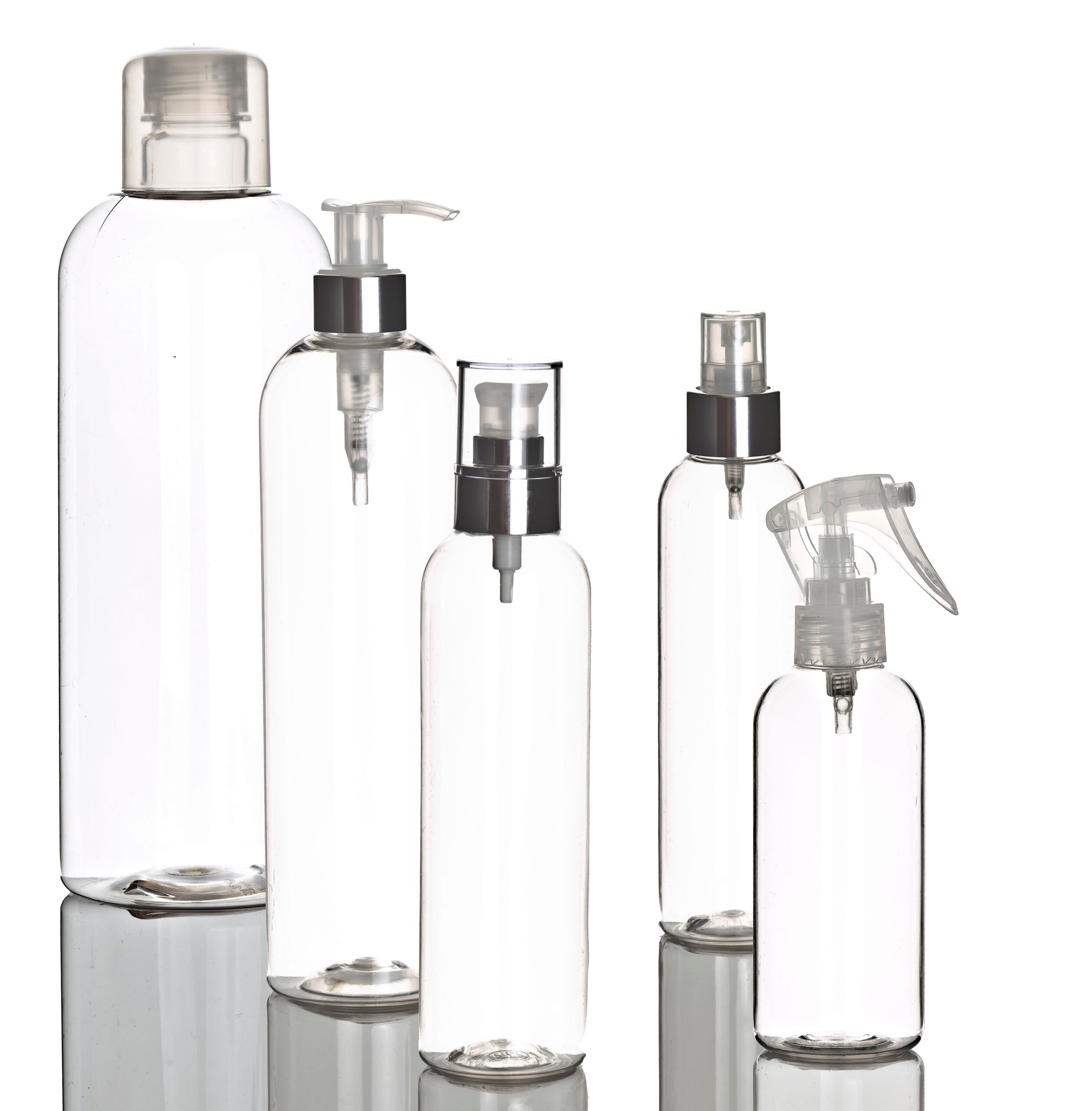 PET Boston Tall Range (24mm neck) - No Closure - Clear