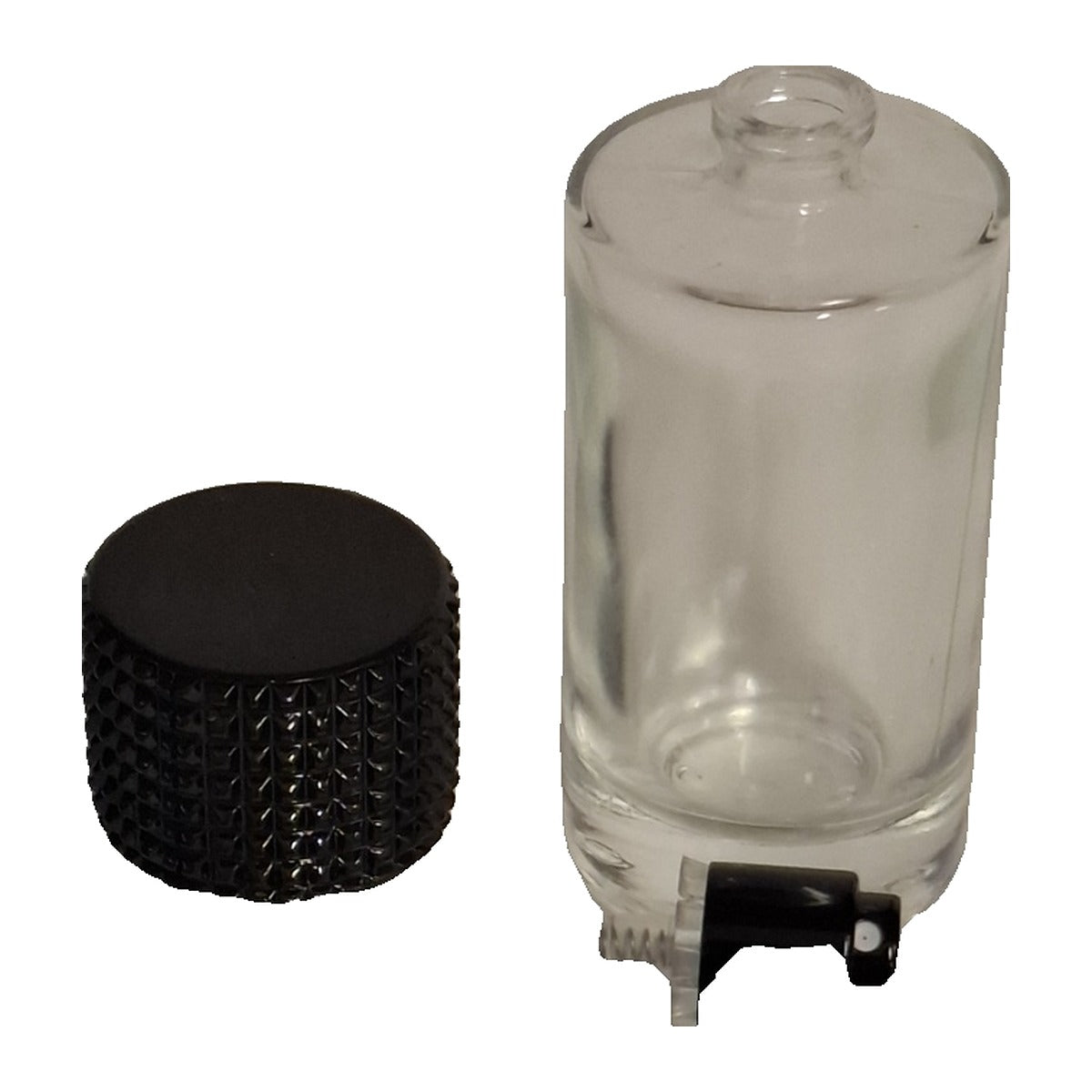 Chad 50ml Glass Perfume Spray Bottle with Black & Gold Studded Cap
